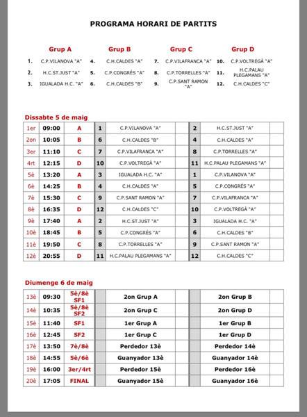 calendari finals campionat Barcelona Benjami